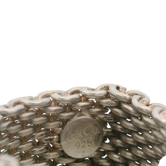 Tiffany & Co 925 Sterling Silver 10mm Mesh Somerset Chain Ring Size 5 - Picture 3 of 3